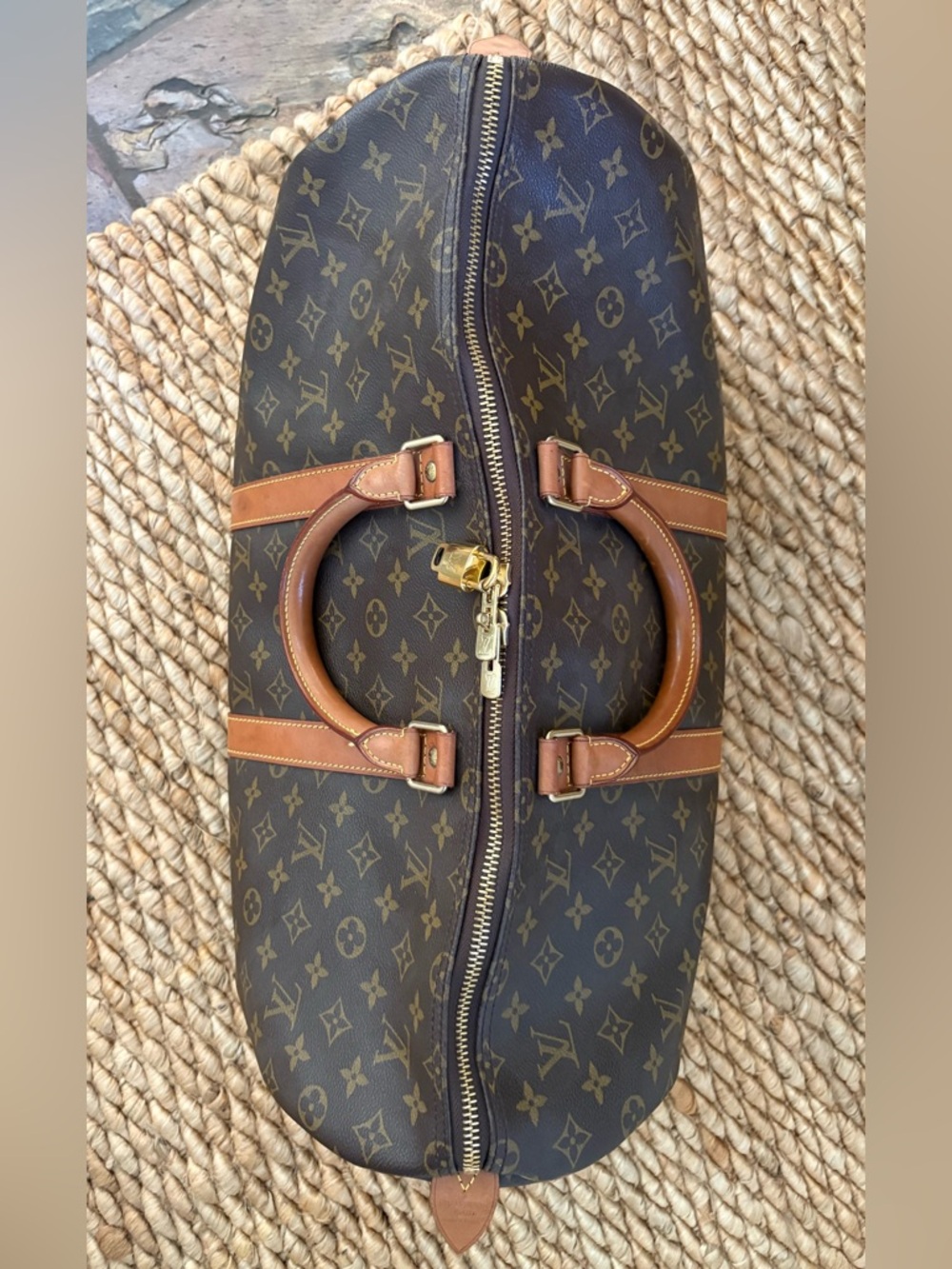 Authenticated A+ Vintage Monogram Coated Canvas Keepall 50 with Lock & Key - Picture 14 of 15